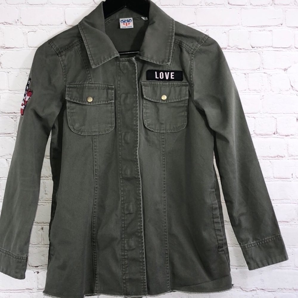 Junk Food Clothing Olive Green Love Patch Jacket